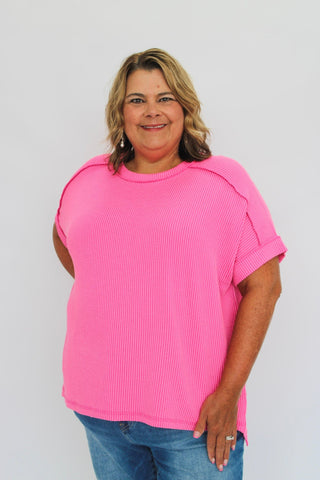 Street Comfort Ribbed Top/Curvy - Trudy's Trendy Boutique