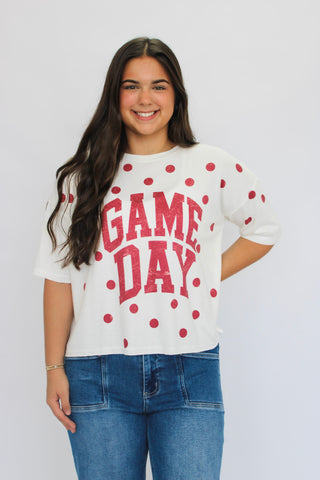 Tailgate Dot Short Sleeve Top - Trudy's Trendy Boutique