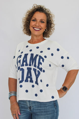 Tailgate Dot Short Sleeve Top - Trudy's Trendy Boutique