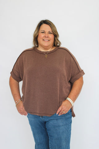 Street Comfort Ribbed Top/Curvy - Trudy's Trendy Boutique