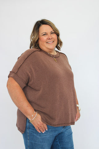 Street Comfort Ribbed Top/Curvy - Trudy's Trendy Boutique