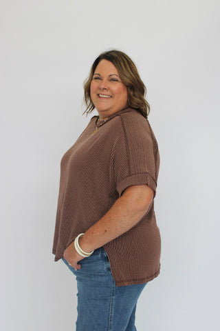 Street Comfort Ribbed Top/Curvy - Trudy's Trendy Boutique