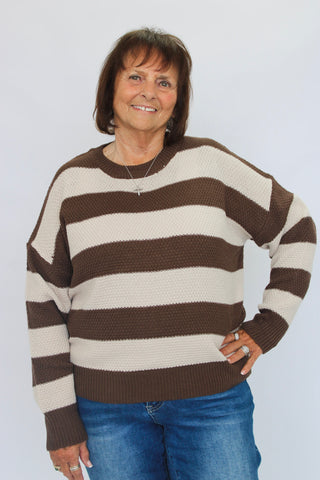 High Tide Striped Slouchy Sweater - Trudy's Trendy Boutique
