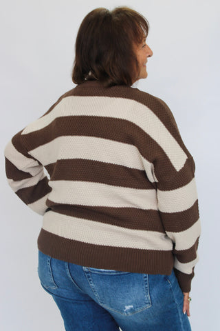 High Tide Striped Slouchy Sweater - Trudy's Trendy Boutique