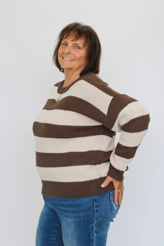 High Tide Striped Slouchy Sweater - Trudy's Trendy Boutique