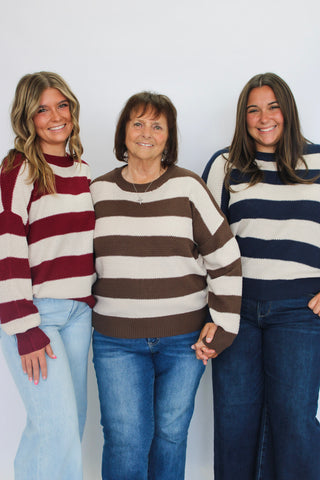 High Tide Striped Slouchy Sweater - Trudy's Trendy Boutique
