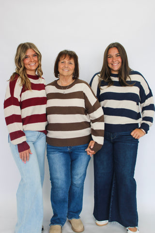 High Tide Striped Slouchy Sweater - Trudy's Trendy Boutique