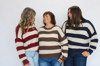 High Tide Striped Slouchy Sweater - Trudy's Trendy Boutique
