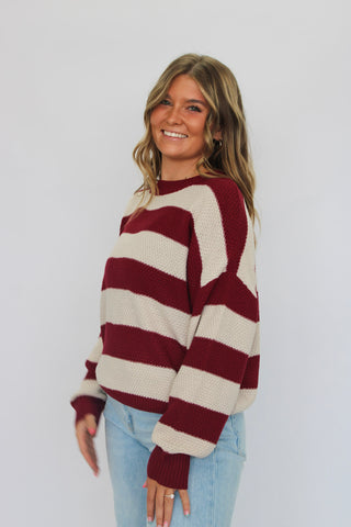 High Tide Striped Slouchy Sweater - Trudy's Trendy Boutique