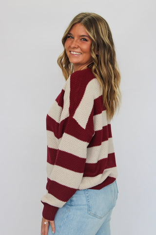 High Tide Striped Slouchy Sweater - Trudy's Trendy Boutique