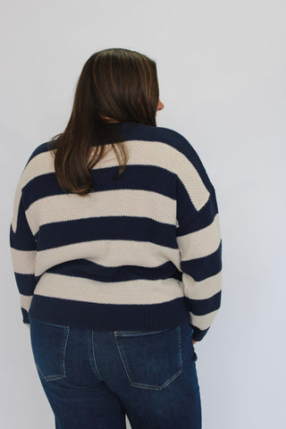 High Tide Striped Slouchy Sweater/Curvy - Trudy's Trendy Boutique