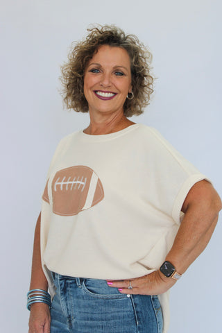 Gameday Football Patchwork Top - Trudy's Trendy Boutique