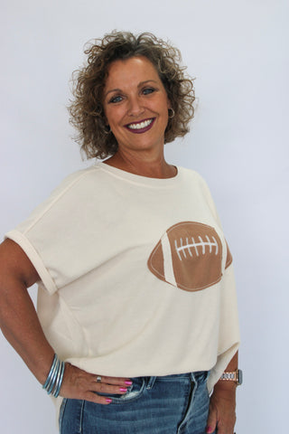Gameday Football Patchwork Top - Trudy's Trendy Boutique