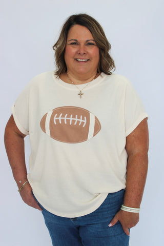 Gameday Football Patchwork Top - Trudy's Trendy Boutique