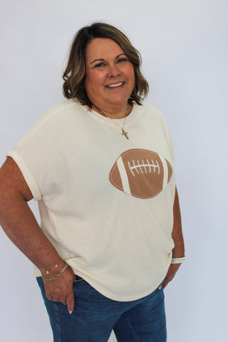 Gameday Football Patchwork Top - Trudy's Trendy Boutique