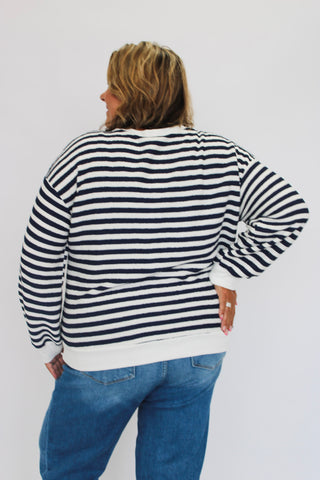Coastal Prep Striped Pullover/Curvy - Trudy's Trendy Boutique