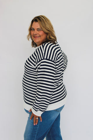 Coastal Prep Striped Pullover/Curvy - Trudy's Trendy Boutique