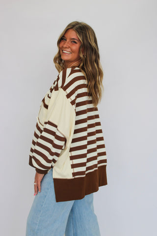 Sea Breeze Exposed Seam Striped Top - Trudy's Trendy Boutique