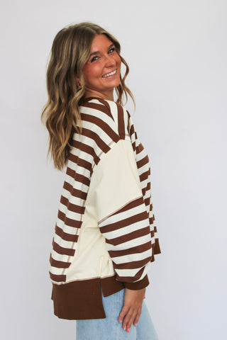 Sea Breeze Exposed Seam Striped Top - Trudy's Trendy Boutique