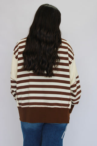 Lennox Distressed Stripe Terry Sweatshirt - Trudy's Trendy Boutique
