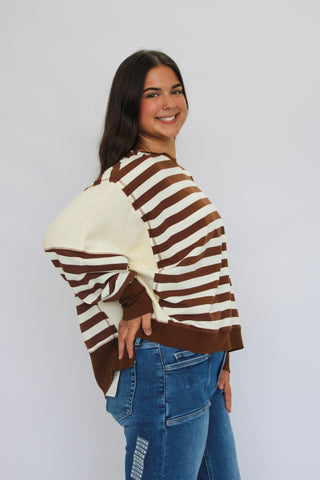 Sea Breeze Exposed Seam Striped Top - Trudy's Trendy Boutique