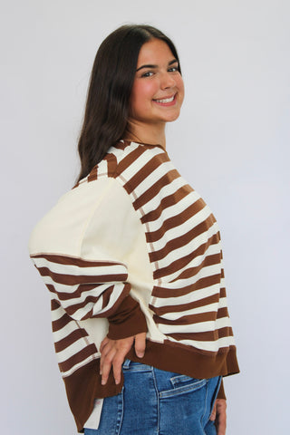 Sea Breeze Exposed Seam Striped Top - Trudy's Trendy Boutique