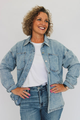 The Tide Washed Relaxed Denim Jacket - Trudy's Trendy Boutique