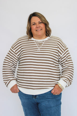 Coastal Prep Striped Pullover/Curvy - Trudy's Trendy Boutique