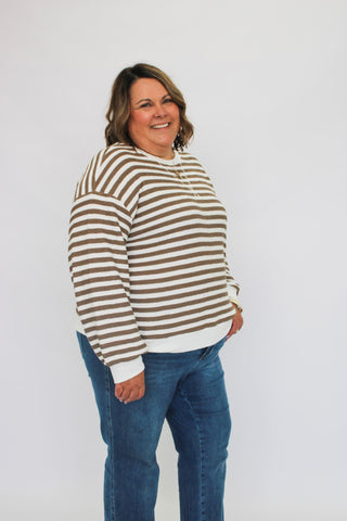 Coastal Prep Striped Pullover/Curvy - Trudy's Trendy Boutique