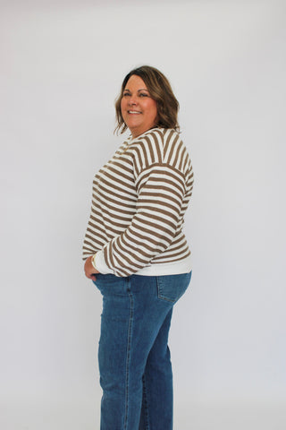 Coastal Prep Striped Pullover/Curvy - Trudy's Trendy Boutique