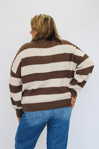 High Tide Striped Slouchy Sweater/Curvy - Trudy's Trendy Boutique