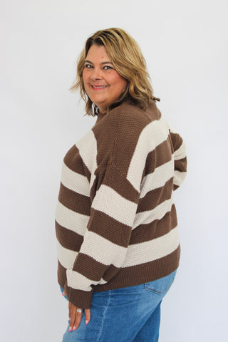 High Tide Striped Slouchy Sweater/Curvy - Trudy's Trendy Boutique