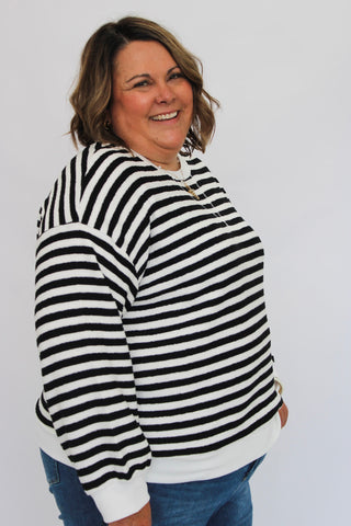 Coastal Prep Striped Pullover/Curvy - Trudy's Trendy Boutique
