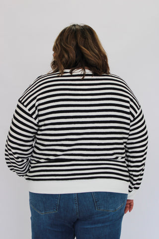 Coastal Prep Striped Pullover/Curvy - Trudy's Trendy Boutique