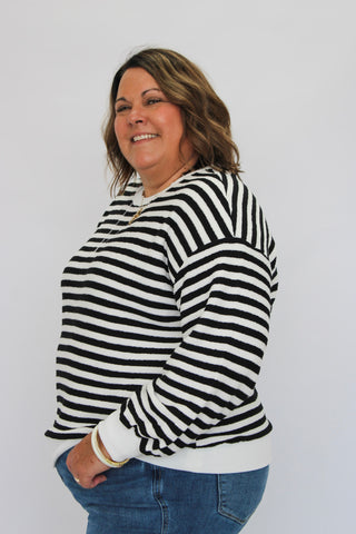 Coastal Prep Striped Pullover/Curvy - Trudy's Trendy Boutique