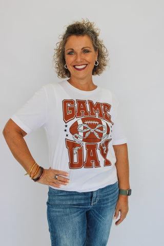Game Day Football Bow Tee