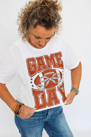 Game Day Football Bow Tee