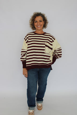 Lennox Distressed Stripe Terry Sweatshirt