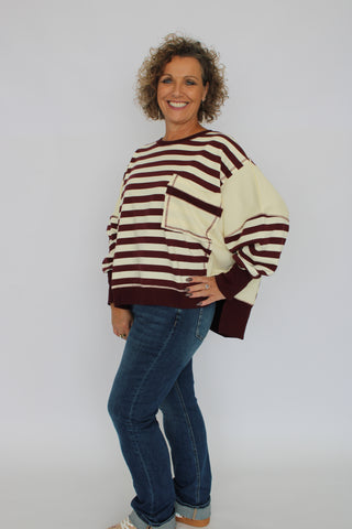 Lennox Distressed Stripe Terry Sweatshirt