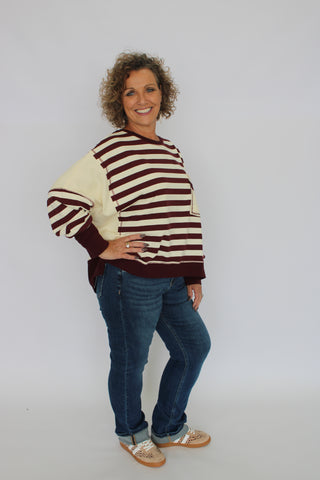 Lennox Distressed Stripe Terry Sweatshirt