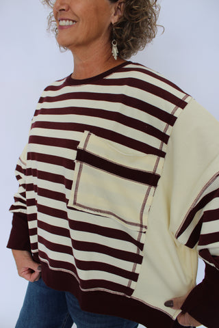 Lennox Distressed Stripe Terry Sweatshirt