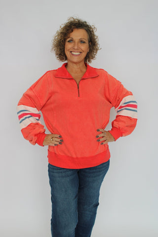 Varsity Drift Half-Zip Pullover - Trudy's Trendy Boutique