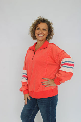 Varsity Drift Half-Zip Pullover - Trudy's Trendy Boutique