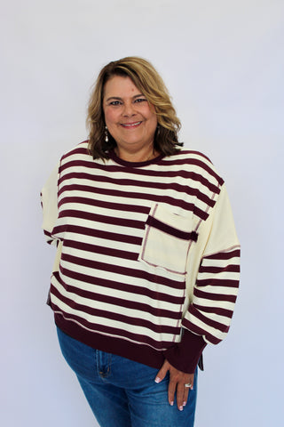 Lennox Distressed Stripe Terry Sweatshirt