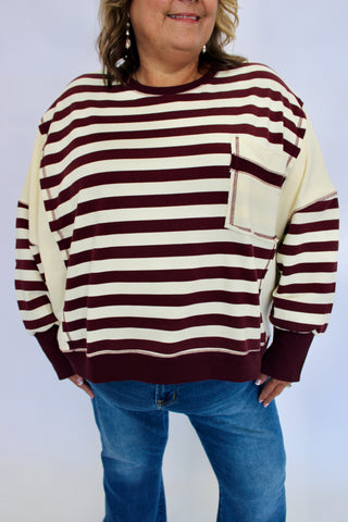 Lennox Distressed Stripe Terry Sweatshirt