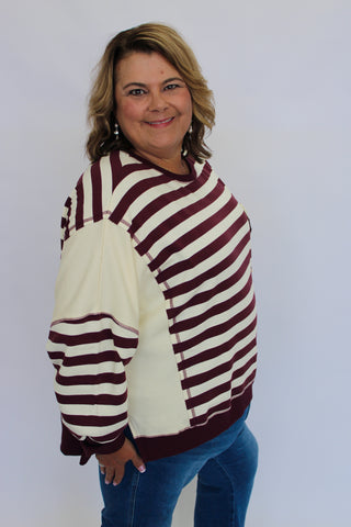 Lennox Distressed Stripe Terry Sweatshirt
