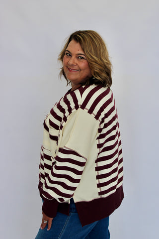 Lennox Distressed Stripe Terry Sweatshirt