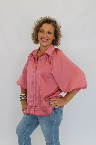 Sculpted Satin Wave Blouse