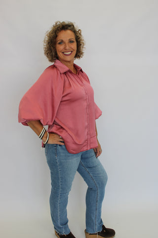 Sculpted Satin Wave Blouse
