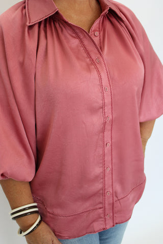 Sculpted Satin Wave Blouse